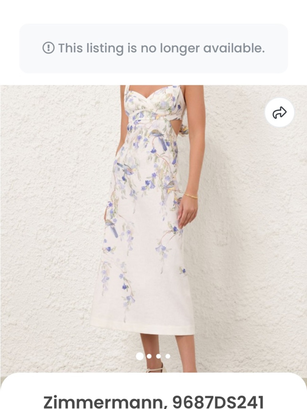 Zimmermann Cream Midi Dress with Blue and Green Floral Print
